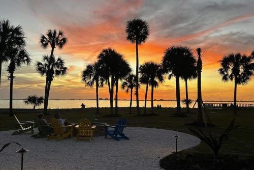 NCF campus waterfront at sunset